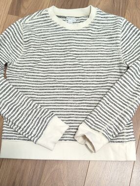 Crewcuts Ivory and Black Striped Crewneck Sweatshirt
